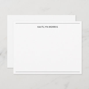 Personalized Name Border Black White Note Card