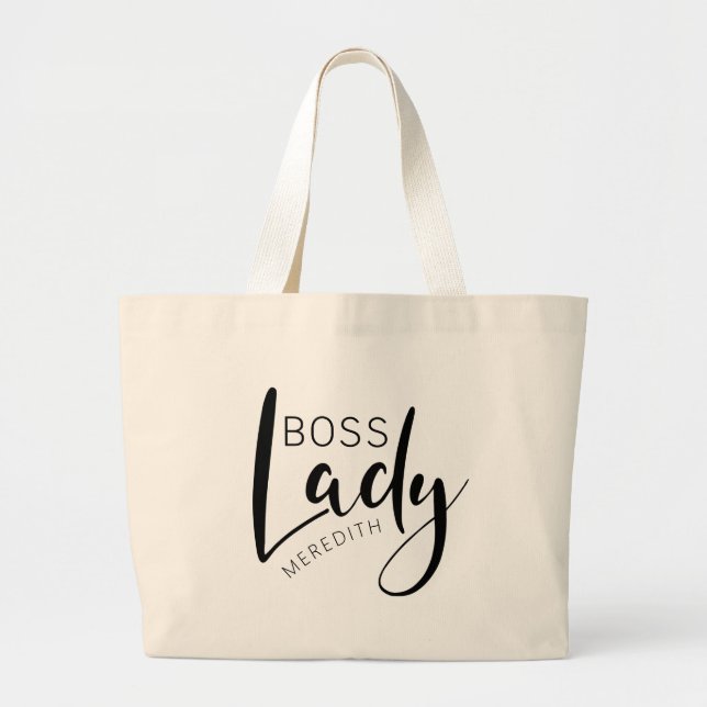 Personalized Name Boss Lady Logo Large Tote Bag (Front)