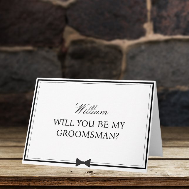 Personalized Name Bowtie Groomsman Proposal Card (Creator Uploaded)
