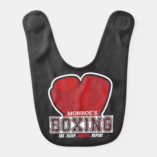 Personalized NAME Boxer Boxing Glove Prize Fighter Baby Bib (Front)