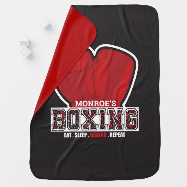 Personalized NAME Boxer Boxing Glove Prize Fighter Baby Blanket (In Situ)