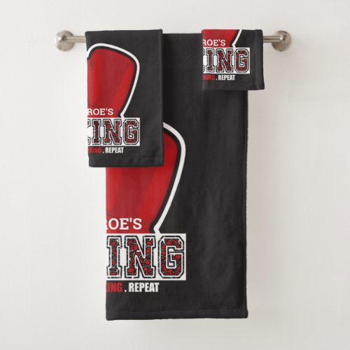 Personalized NAME Boxer Boxing Glove Prize Fighter Bath Towel Set