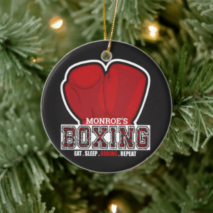Personalized NAME Boxer Boxing Glove Prize Fighter Ceramic Ornament