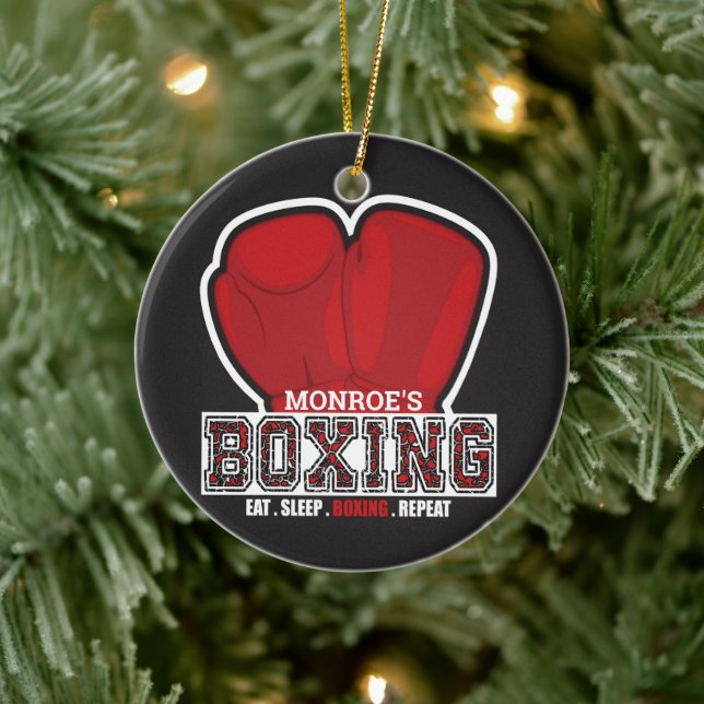 Personalized NAME Boxer Boxing Glove Prize Fighter Ceramic Ornament (Tree)
