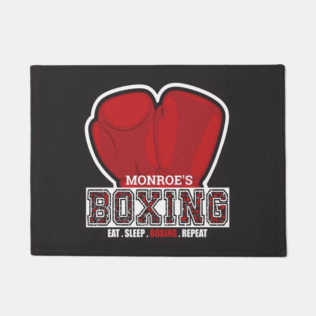 Personalized NAME Boxer Boxing Glove Prize Fighter Doormat (Front)