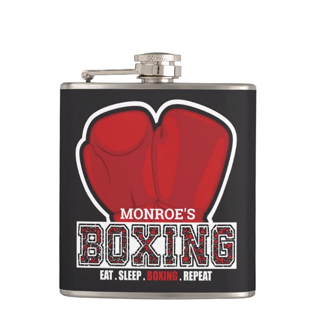 Personalized NAME Boxer Boxing Glove Prize Fighter Flask (Front)