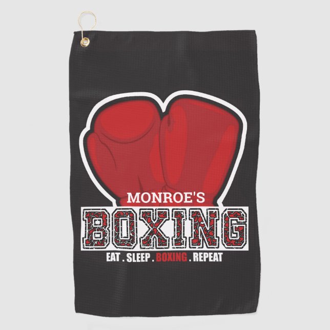 Personalized NAME Boxer Boxing Glove Prize Fighter Golf Towel (Front)