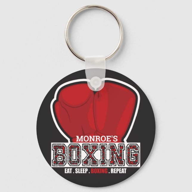 Personalized NAME Boxer Boxing Glove Prize Fighter Keychain (Front)