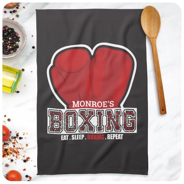 Personalized NAME Boxer Boxing Glove Prize Fighter Kitchen Towel (Creator Uploaded)