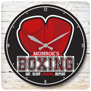 Personalized NAME Boxer Boxing Glove Prize Fighter Large Clock