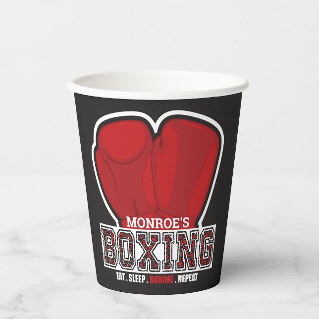 Personalized NAME Boxer Boxing Glove Prize Fighter Paper Cups (Front)