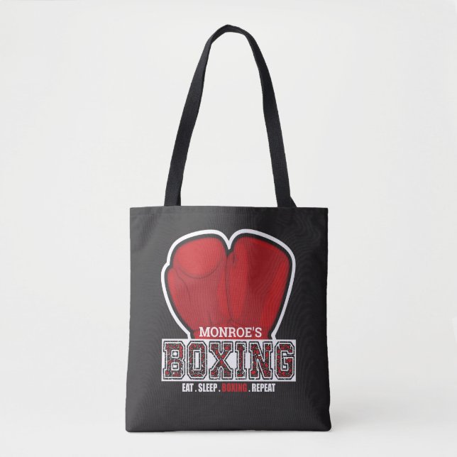 Personalized NAME Boxer Boxing Glove Prize Fighter Tote Bag (Front)