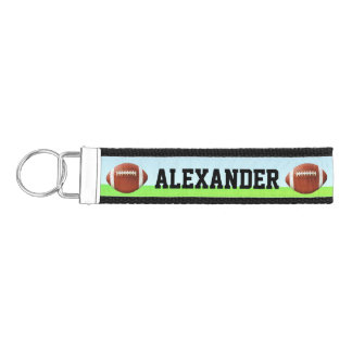Personalized Name Boy's Football Sports Wrist Keychain