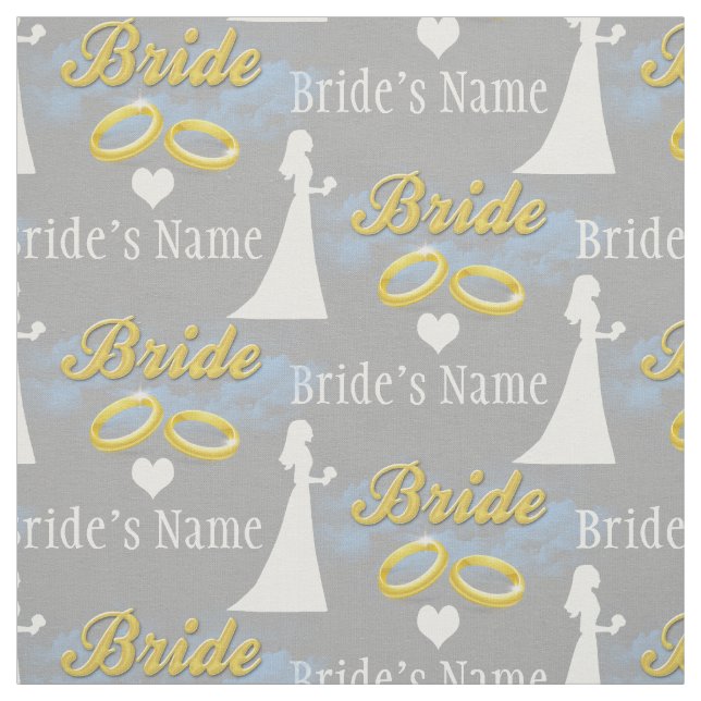 Personalized Name Bride Bridal Shower Wedding Fabric (Swatch)