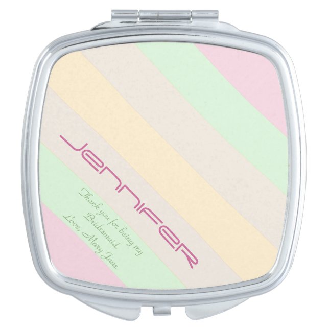 Personalized Name Bridesmaid Thank You Pastel Makeup Mirror (Front)