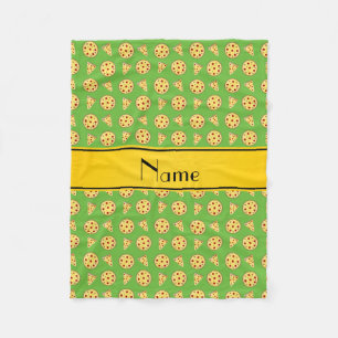 Personalized name bright green pizzas fleece blanket