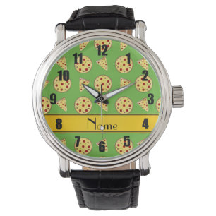 Personalized name bright green pizzas watch