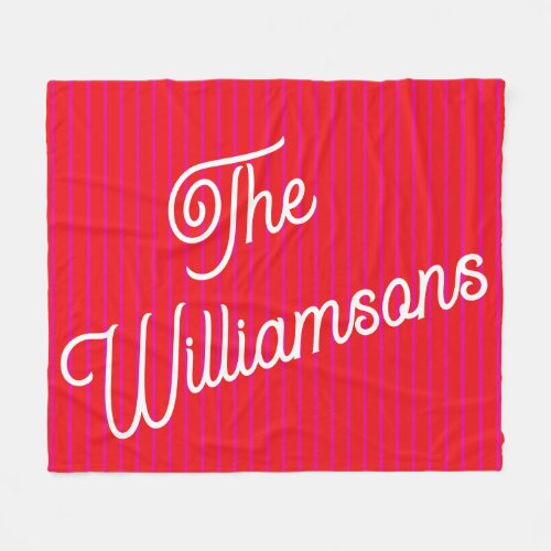 Personalized Name Bright Pink Red Stripe Christmas