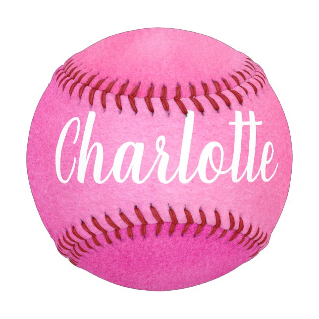 Personalized Name Bright Pink Team Coach Gift Baseball (Front)