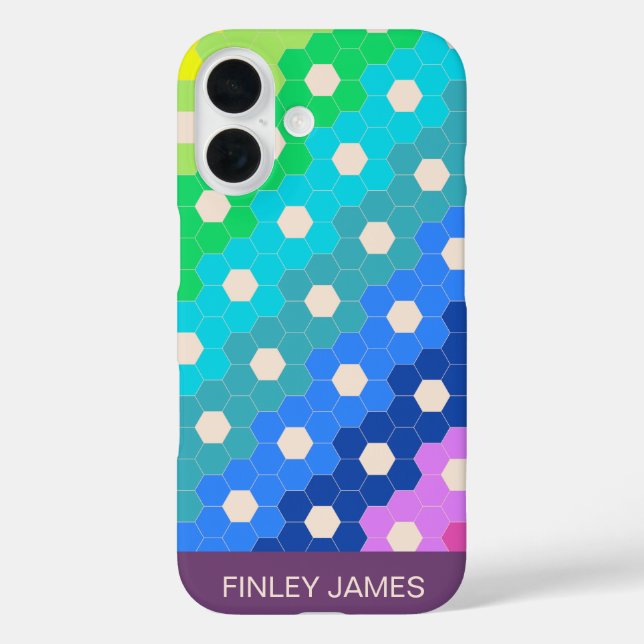 Personalized Name Bright Retro Modern Geometric Case-Mate iPhone Case (Back)