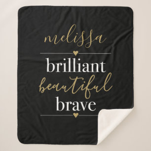 Personalized Name Brilliant Beautiful Brave Sherpa Blanket