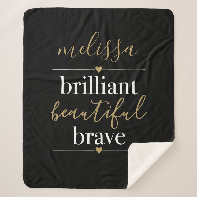 Personalized Name Brilliant Beautiful Brave Sherpa Blanket (Front)