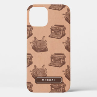 Personalized Name Brown Vintage Typewriter iPhone 12 Case