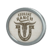 Personalized NAME Bull Steer Skull Western Ranch Belt Buckle (Front Right)