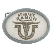 Personalized NAME Bull Steer Skull Western Ranch Belt Buckle (Front)