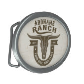 Personalized NAME Bull Steer Skull Western Ranch Belt Buckle (Front Left)