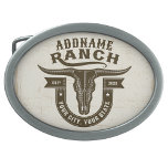 Personalized NAME Bull Steer Skull Western Ranch Belt Buckle<br><div class="desc">Personalized NAME Cowboy Bull Steer Skull Western Ranch -  Customize with your Name or Custom Text!  *Expanded License PO 8/21/23*</div>