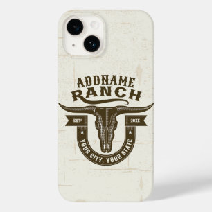 Personalized NAME Bull Steer Skull Western Ranch Case-Mate iPhone 14 Case