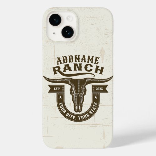 Personalized NAME Bull Steer Skull Western Ranch Case_Mate iPhone 14 Case