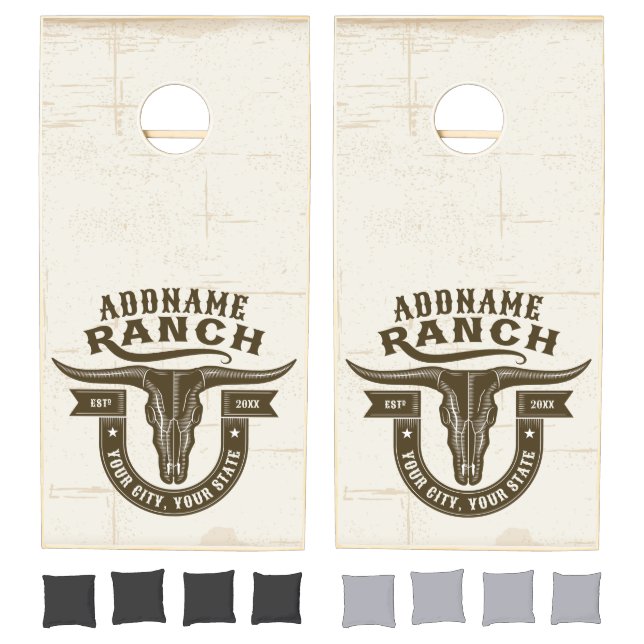 Personalized NAME Bull Steer Skull Western Ranch Cornhole Set (Set)