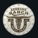Personalized NAME Bull Steer Skull Western Ranch Dart Board<br><div class="desc">Personalized NAME Cowboy Bull Steer Skull Western Ranch -  Customize with your Name or Custom Text!  *Expanded License PO 8/21/23*</div>