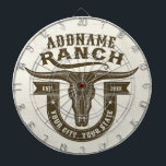 Personalized NAME Bull Steer Skull Western Ranch Dart Board<br><div class="desc">Personalized NAME Cowboy Bull Steer Skull Western Ranch -  Customize with your Name or Custom Text!  *Expanded License PO 8/21/23*</div>