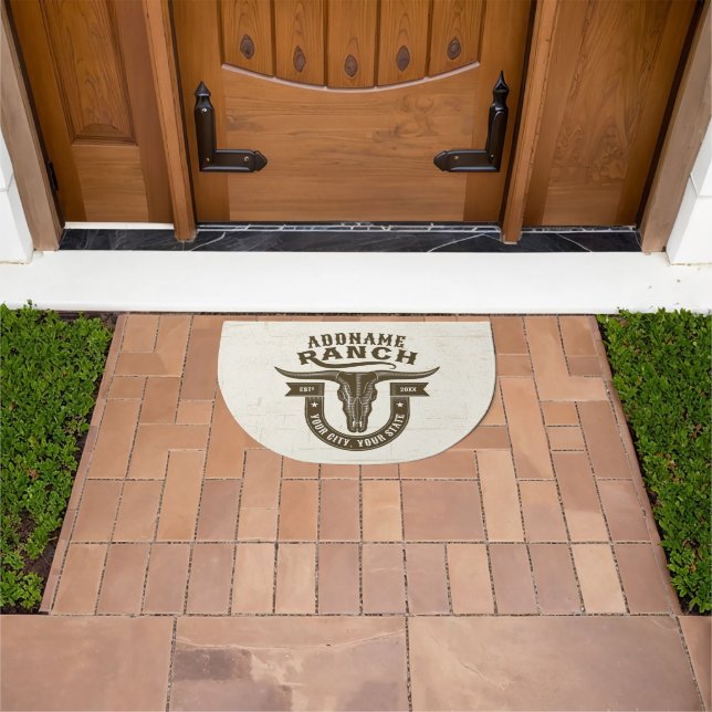 Personalized NAME Bull Steer Skull Western Ranch Doormat (Outdoor)