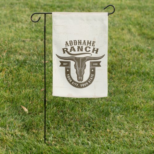 Personalized NAME Bull Steer Skull Western Ranch Garden Flag