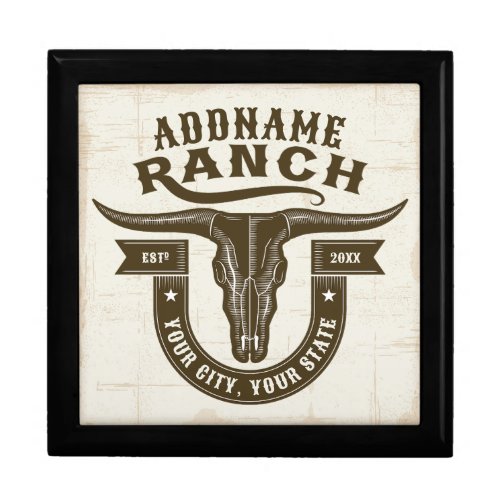 Personalized NAME Bull Steer Skull Western Ranch Gift Box