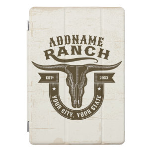 Personalized NAME Bull Steer Skull Western Ranch iPad Pro Cover