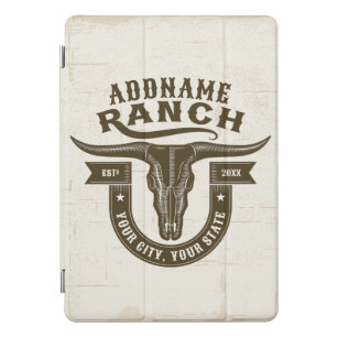 Personalized NAME Bull Steer Skull Western Ranch iPad Pro Cover