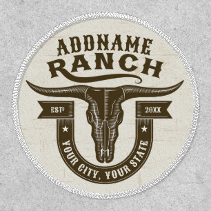 Personalized NAME Bull Steer Skull Western Ranch Patch