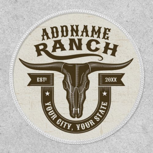 Personalized NAME Bull Steer Skull Western Ranch Patch
