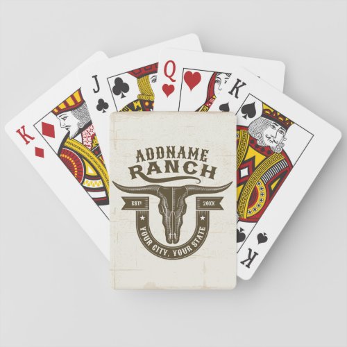 Personalized NAME Bull Steer Skull Western Ranch Poker Cards