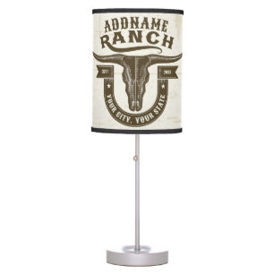 Personalized NAME Bull Steer Skull Western Ranch Table Lamp