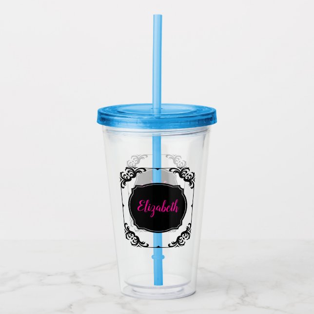 Personalized Name Bunco Player Elegant Acrylic Tumbler (Front)