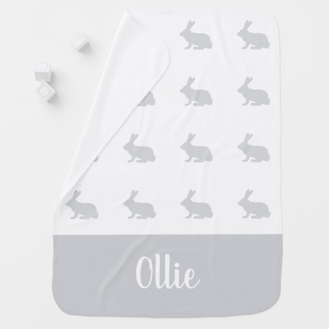 Personalized name bunny rabbit baby blanket (In Situ)
