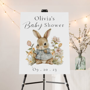 Personalized Name Bunny Rabbit Watercolor Script Foam Board