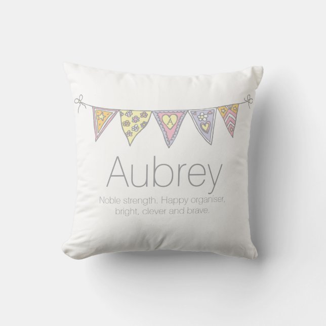 Personalized name bunting pink custom pillow (Front)