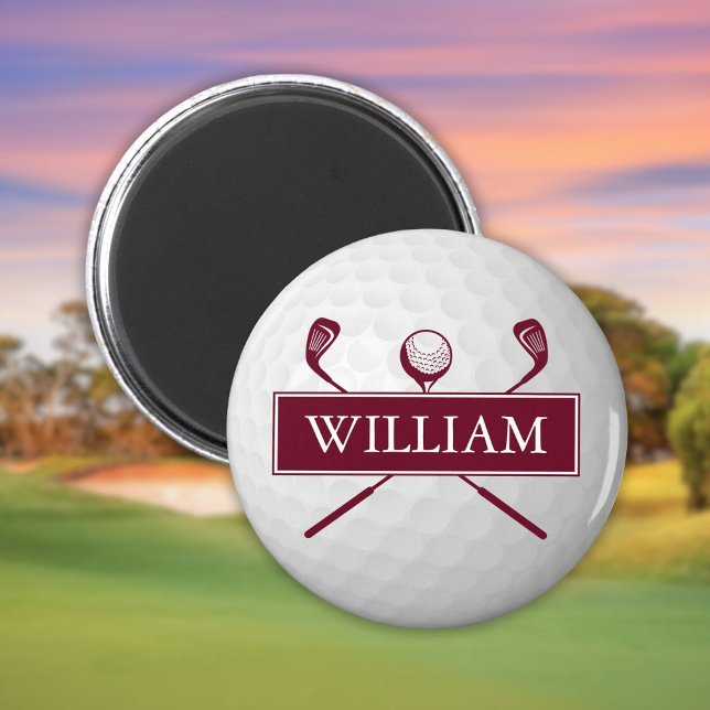 Personalized Name Burgundy Golf Ball  Magnet (Personalized Name Burgundy Golf Ball Magnet)